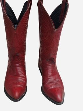 Laredo Red Leather Women's Western Ciwgirl Boots Size 8.5M Fair Condition